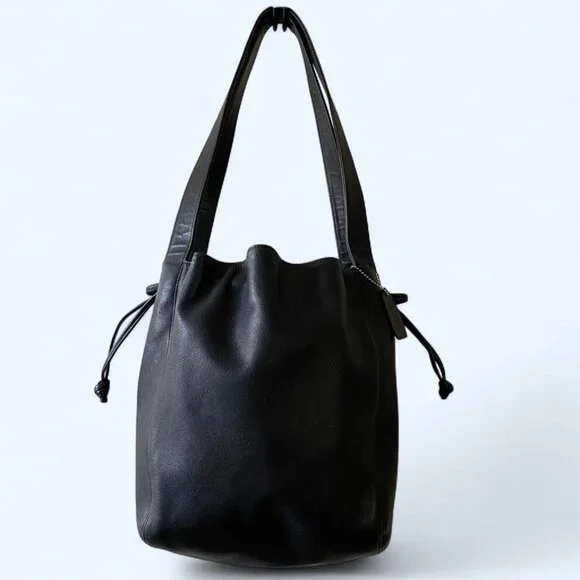 Vintage Coach Lexington Drawstring No. 4180 Black Leather Made in Italy - Picture 5 of 10